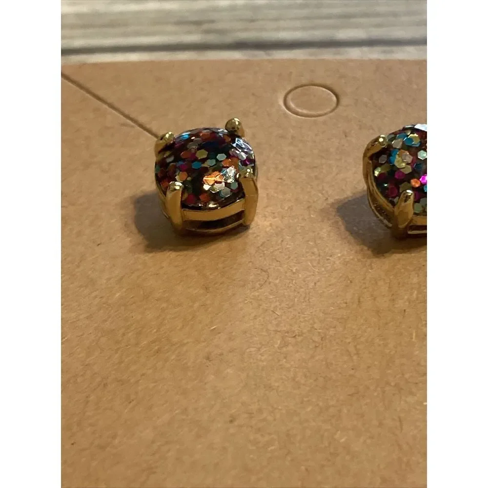 Gold‎ Confetti Post EARRINGS Rainbow Glitter NWOT